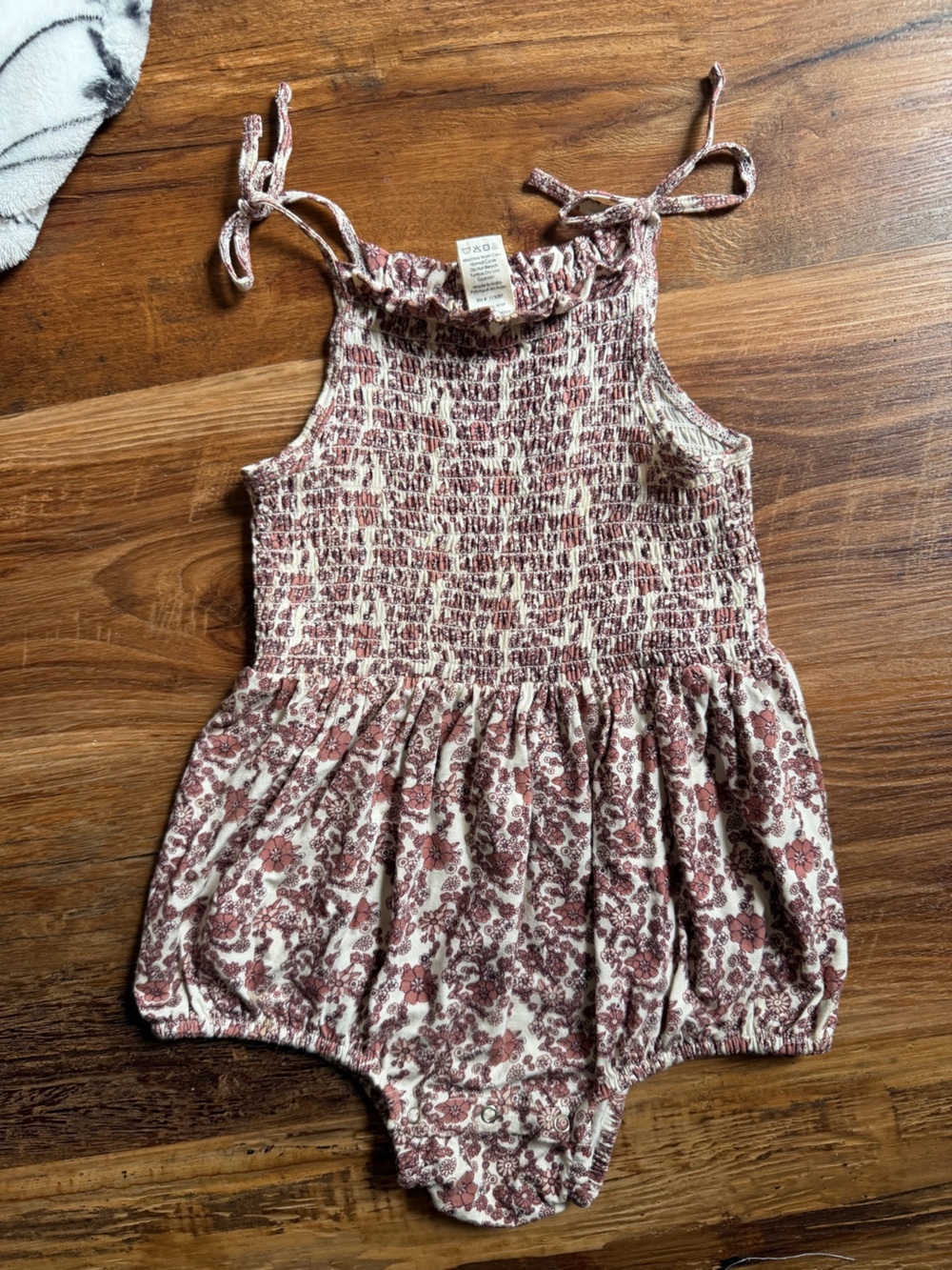 kate quinn Cream and Dusty Rose Floral Smocked Romper